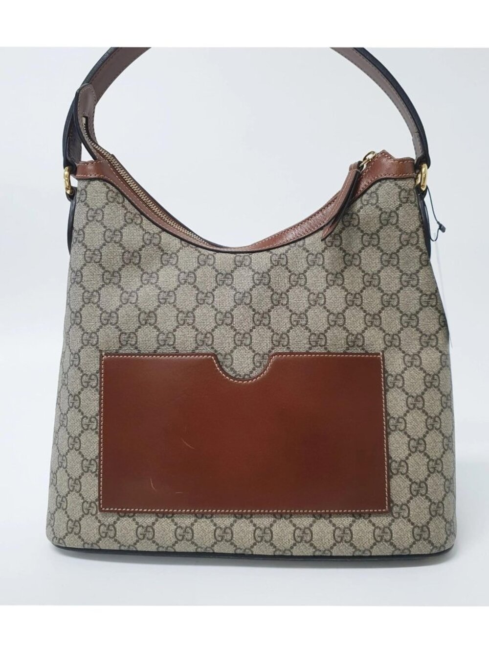 Authentic Gucci GG Supreme Canvas Shoulder Bag Brown Leather Trim | Designer - Picture 2 of 11